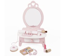 Vaikiškas medinis kosmetinis staliukas su veidrodžiu ir priedais | Classic World CW50543
